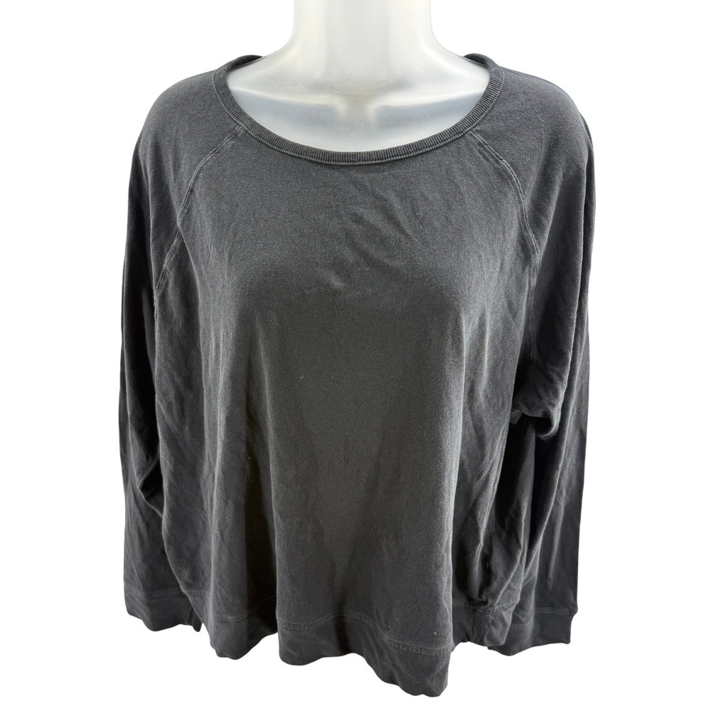 Madewell Womens Raglan Washed Black Cotton Blend Shirt Pullover XLarge NEW